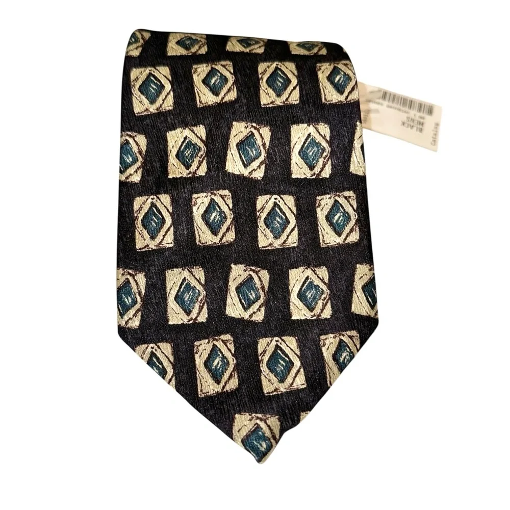 NWT Lands’ End Mens Tie Silk Jacquard Black Xtra Long Handsewn 65x3.75” USA - Picture 1 of 4